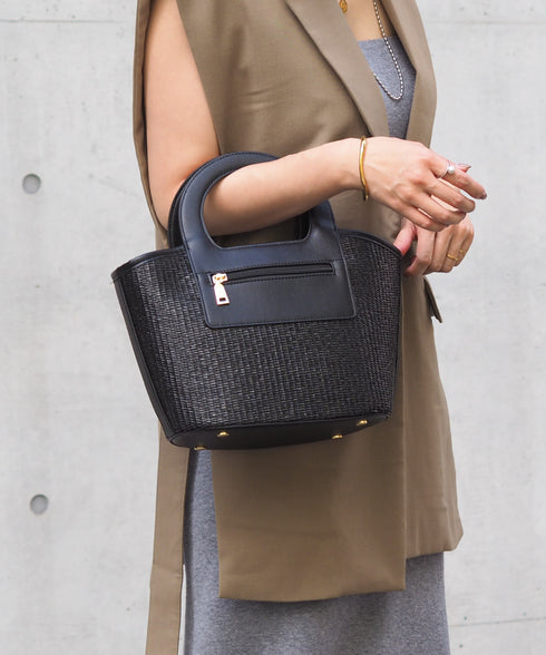 エコレザーかごハンドバッグ 12-1093